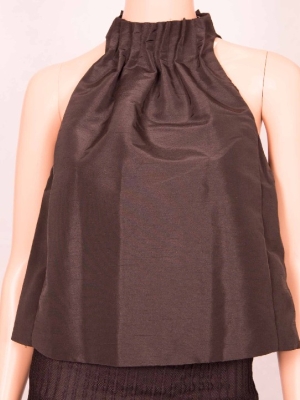 Black Pleated Collar Top in Tops