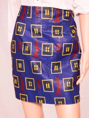 Sanaa Blue Gold Zipper-Squares in Skirts