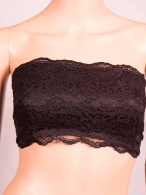 Black Lace Tube Bra in Foundations