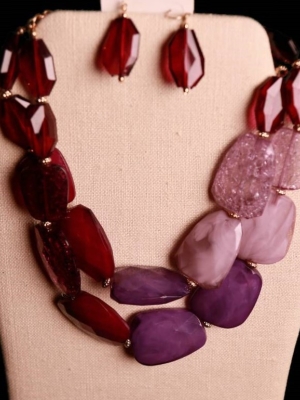 Purple Stones w/ Earrings in Jewelry