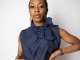 SUE TOP W/ BOW COLLAR - $40.00