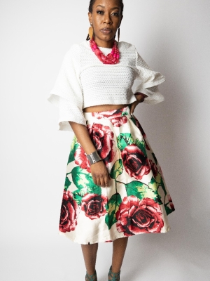 Ivory Floral Skirt in Skirts