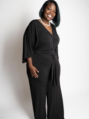 Bell  sleeve Jumpsuit w/tie*Plus in Jumpsuit