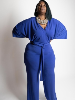 Bell  sleeve Jumpsuit w/tie*Plus in Jumpsuit