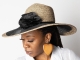 BLACK AND CAMEL WIDE BRIM HAT W/ BOW - $40.00