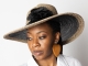 BLACK AND CAMEL WIDE BRIM HAT W/ BOW - $40.00