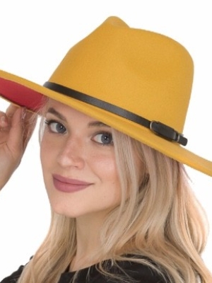Wide-brim hat w/ red bottom in Hats