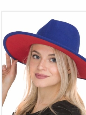 Wide-brim hat w/ red bottom in Hats